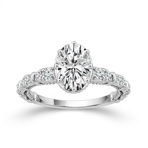 Diamond Engagement Ring 0.63 ct tw Center Oval 14k White Gold