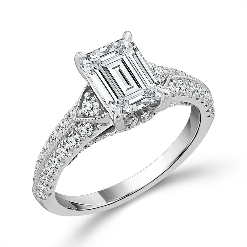 Diamond Engagement Ring 0.63 ct tw Center Emerald 14k Yellow Gold