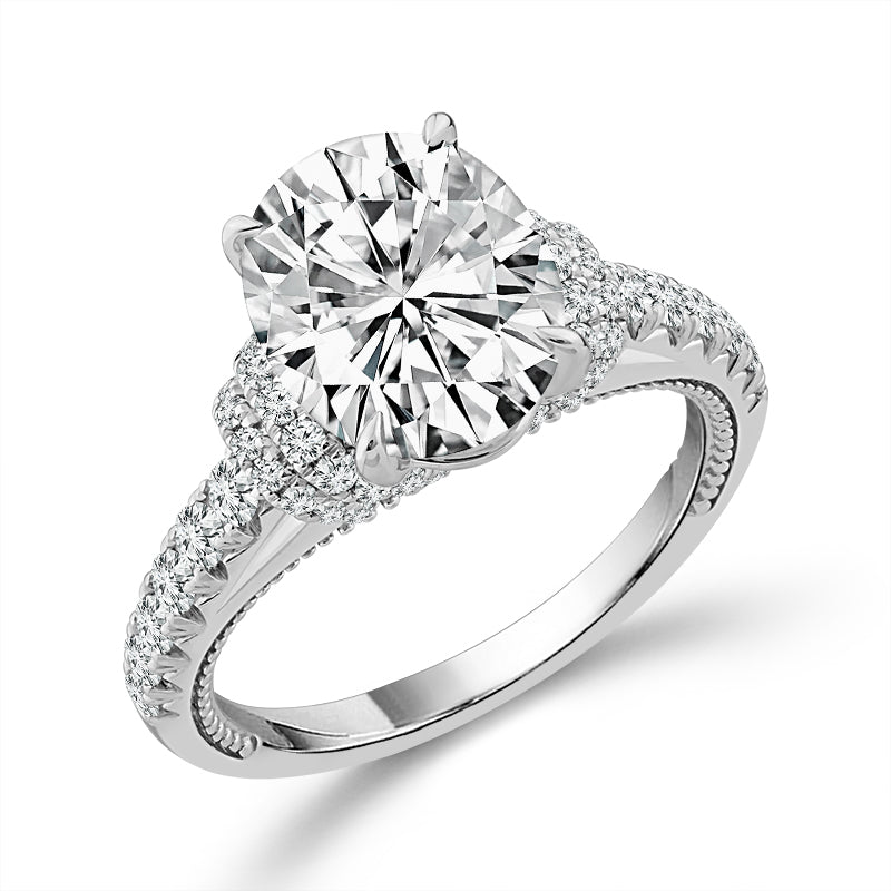 Diamond Engagement Ring 0.63 ct tw Center Oval 14k White Gold
