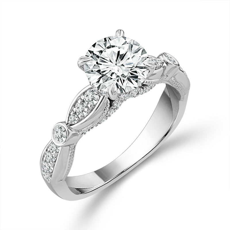 Diamond Engagement Ring 0.50 ct tw Center Round 14k White Gold