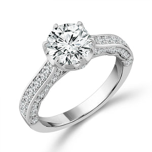Diamond Engagement Ring 0.63 ct tw Center Round 14k Rose Gold