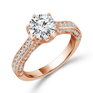Diamond Engagement Ring 0.63 ct tw Center Round 14k Rose Gold
