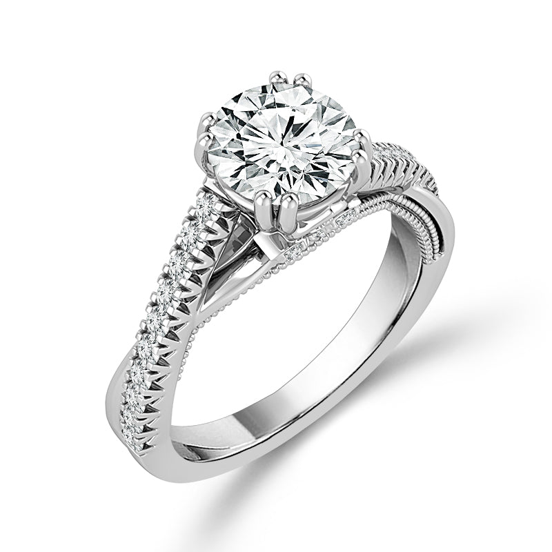 Diamond Engagement Ring 0.33 ct tw Center Round 14k White Gold