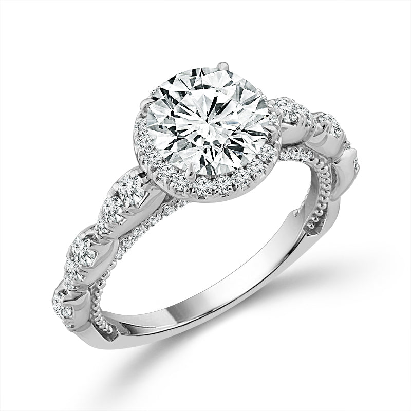 Diamond Engagement Ring 0.63 ct tw Center Round 14k White Gold