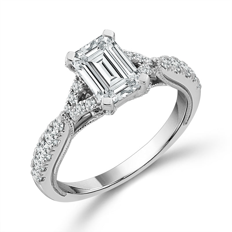 Diamond Engagement Ring 0.40 ct tw Center Emerald 14k Yellow Gold