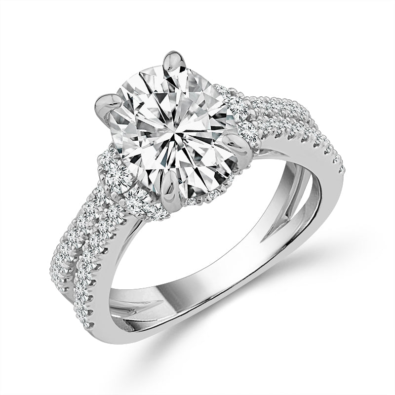 Diamond Engagement Ring 0.75 ct tw Center Oval 14k White Gold