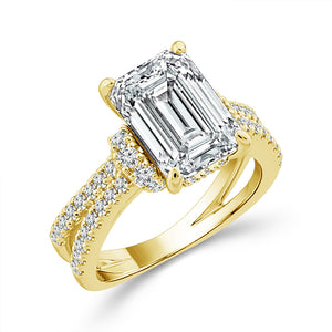 Diamond Engagement Ring 0.75 ct tw Center Emerald 14k White Gold