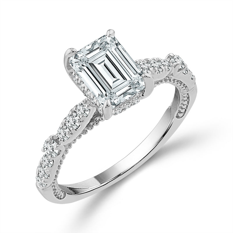 Diamond Engagement Ring 0.40 ct tw Center Emerald 14k Yellow Gold