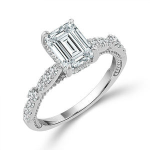 Diamond Engagement Ring 0.40 ct tw Center Emerald 14k Yellow Gold