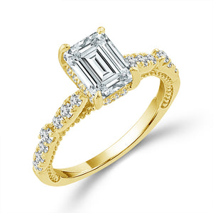 Diamond Engagement Ring 0.40 ct tw Center Emerald 14k Yellow Gold