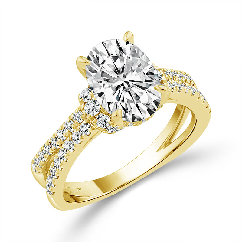 Diamond Engagement Ring 0.63 ct tw Center Oval 14k Yellow Gold