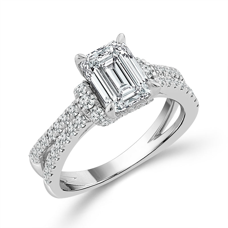 Diamond Engagement Ring 0.63 ct tw Center Emerald 14k Yellow Gold