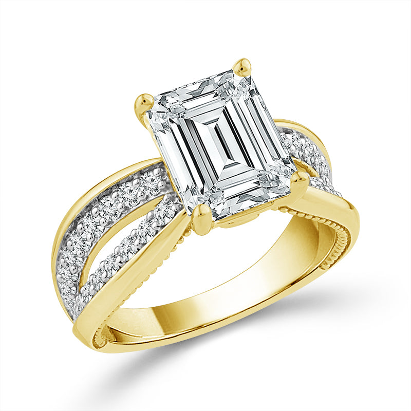 Diamond Engagement Ring 0.63 ct tw Center Emerald 14k Yellow Gold