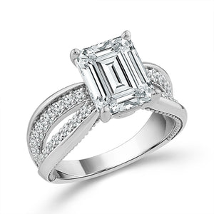 Diamond Engagement Ring 0.63 ct tw Center Emerald 14k Yellow Gold