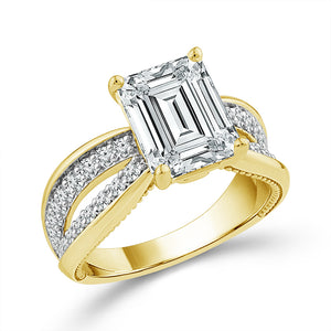 Diamond Engagement Ring 0.63 ct tw Center Emerald 14k Yellow Gold