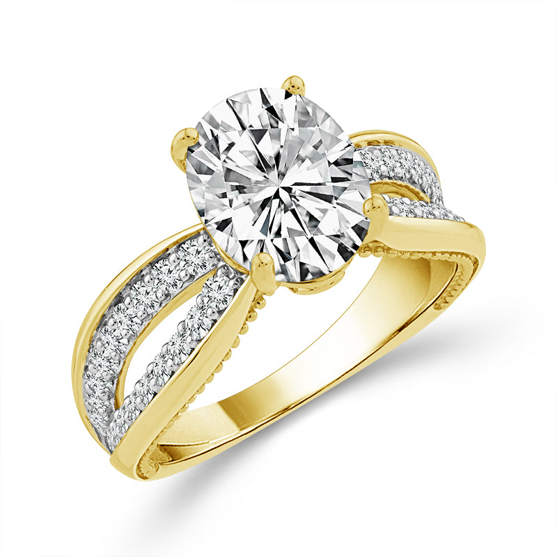 Diamond Engagement Ring 0.63 ct tw Center Oval 14k Yellow Gold