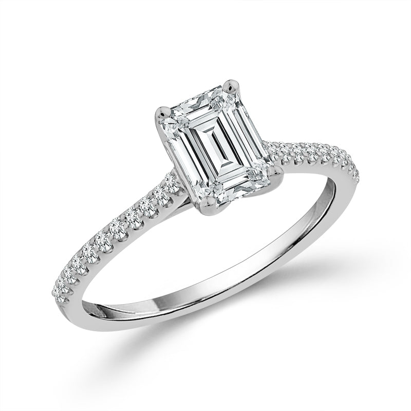Diamond Engagement Ring 0.17 ct tw Center Emerald 14k Yellow Gold