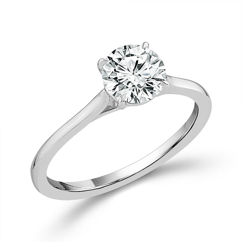Engagement Ring Center Round 14k White Gold