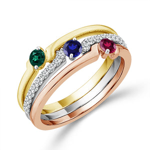 Diamond Band 0.13 ct tw 14k White Gold+14K Yellow Gold+14k Rose Gold