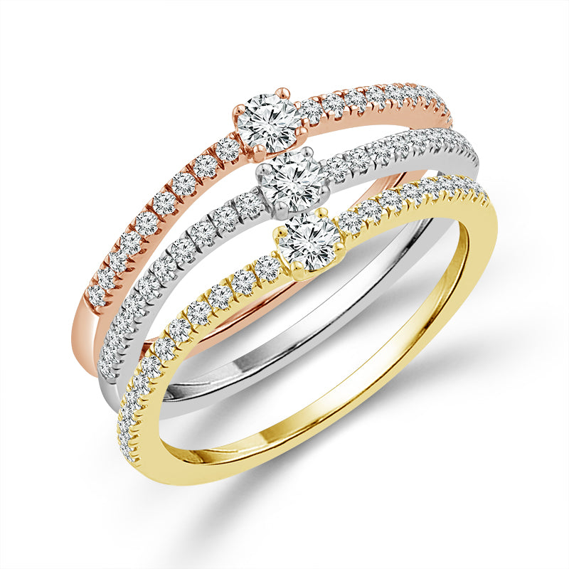 Diamond Band 0.63 ct tw 14k White Gold+14k Yellow Gold+14k Rose Gold