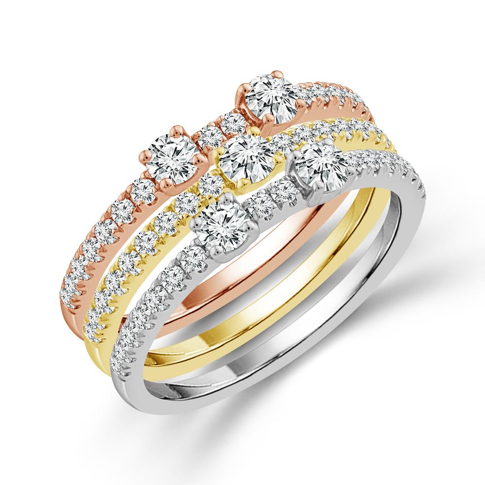 Diamond Band 1 ct tw 14k White Gold+14k Yellow Gold+14k Rose Gold