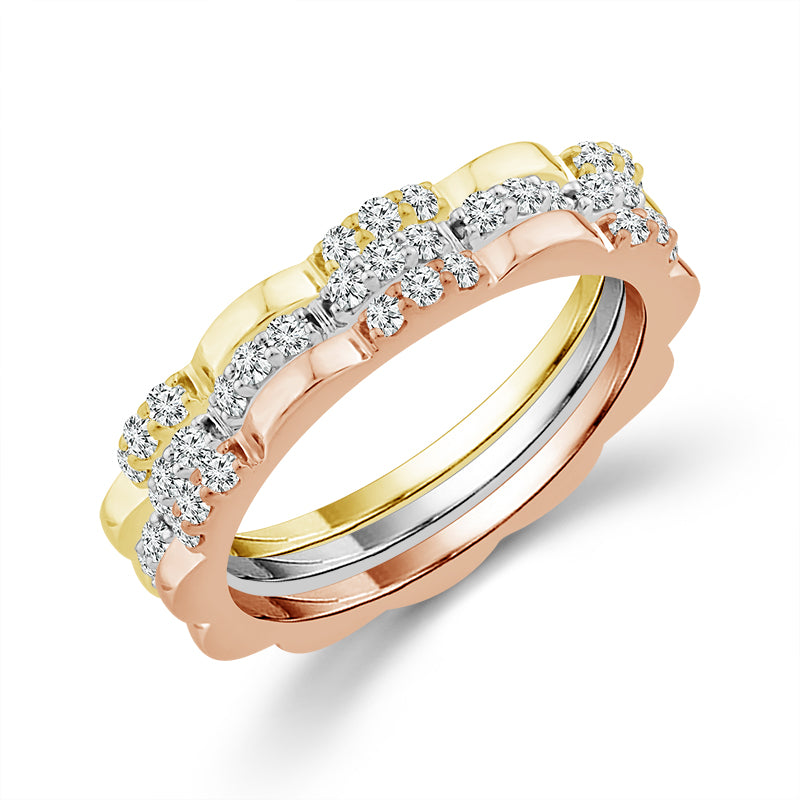 Diamond Band 0.4 ct tw 14k Yellow Gold+14k White Gold+14k Rose Gold