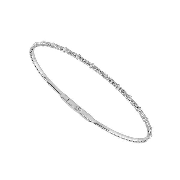 Silver bracelet with small diamonds on a white background