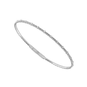Silver bracelet with small diamonds on a white background