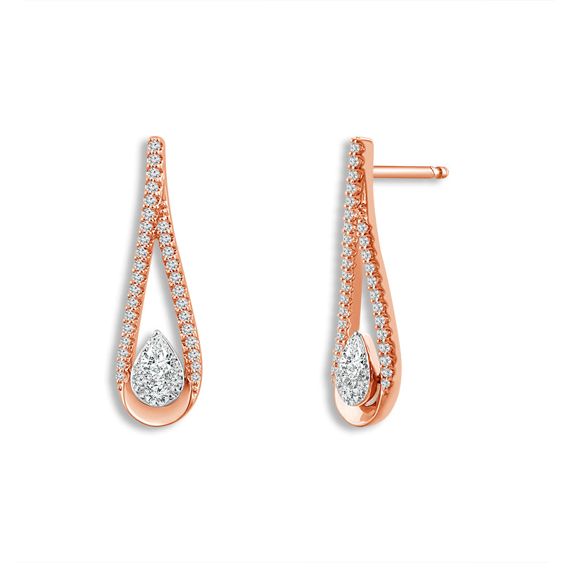 Diamond Fashion Earrings 0.63 ct tw 14k Rose Gold+14k White Gold