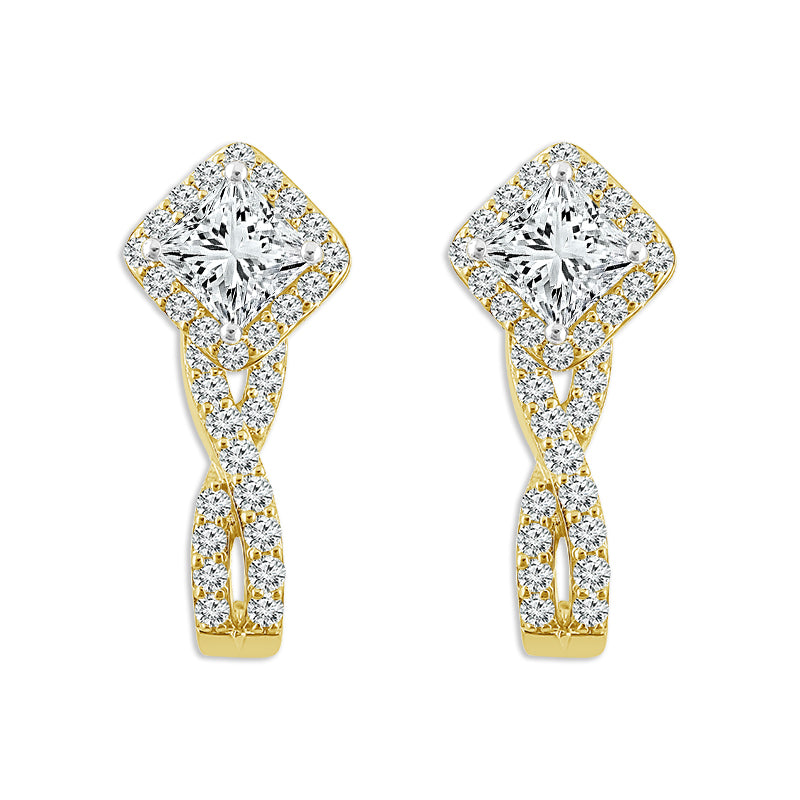 Diamond Fashion Earrings 1.50 ct tw 14k Yellow Gold