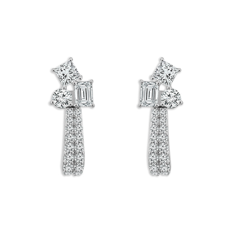 Diamond Fashion Earrings 2 ct tw 14k White Gold