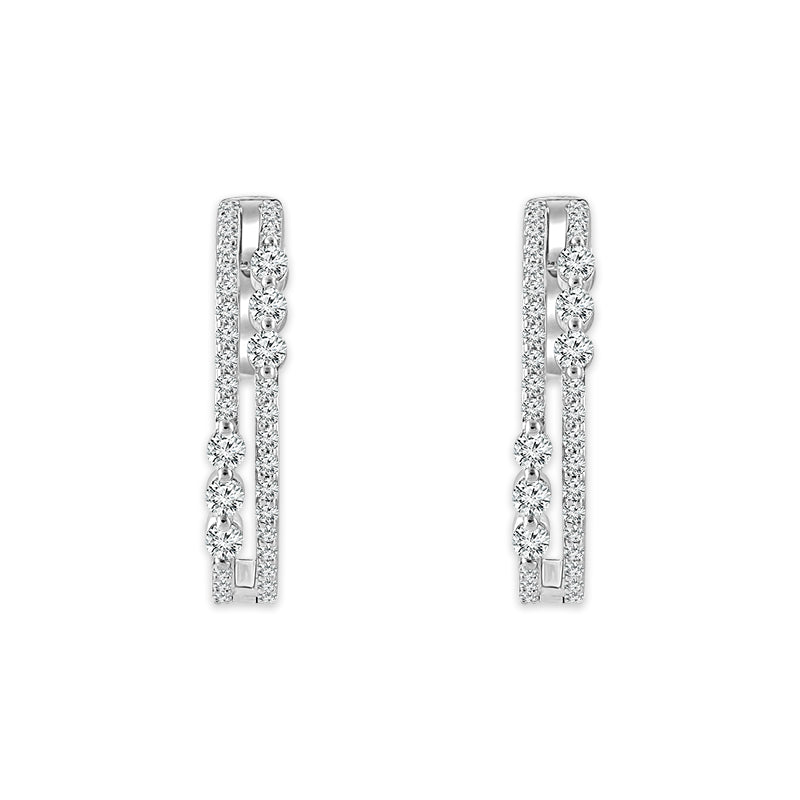 Diamond Hoops Earrings 0.50 ct tw 10k White Gold