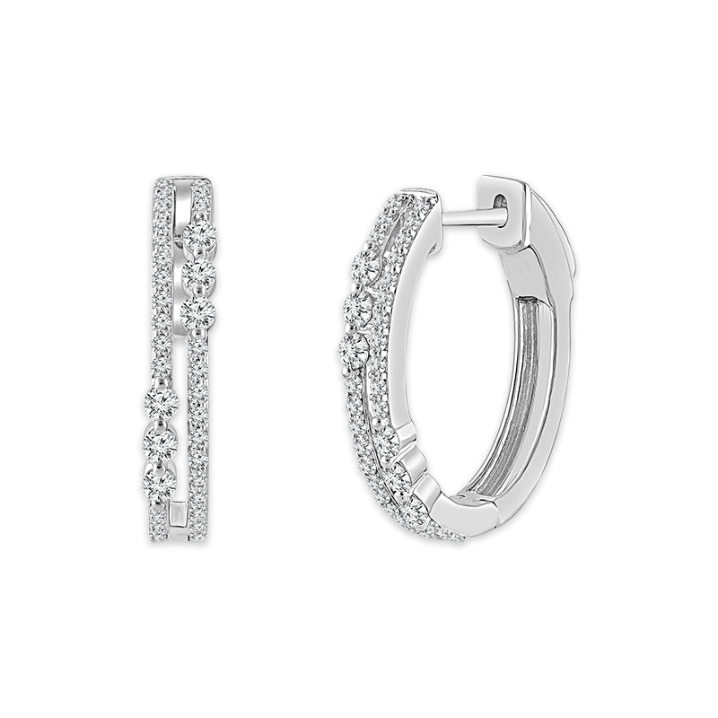 Diamond Hoops Earrings 0.50 ct tw 10k White Gold