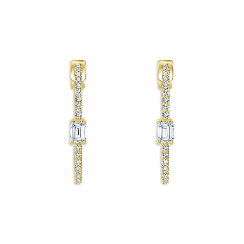 Diamond Hoops Earrings 0.75 ct tw 10k Yellow Gold