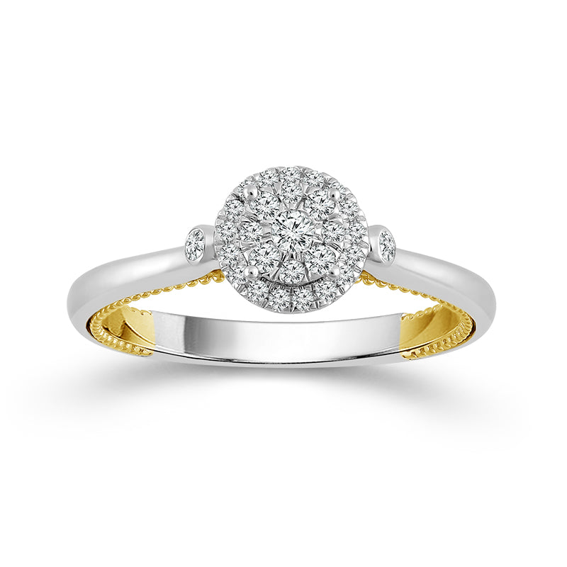 Diamond Engagement Ring 0.20 ct tw 10k White Gold+10k Yellow Gold