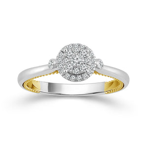 Diamond Engagement Ring 0.20 ct tw 10k White Gold+10k Yellow Gold