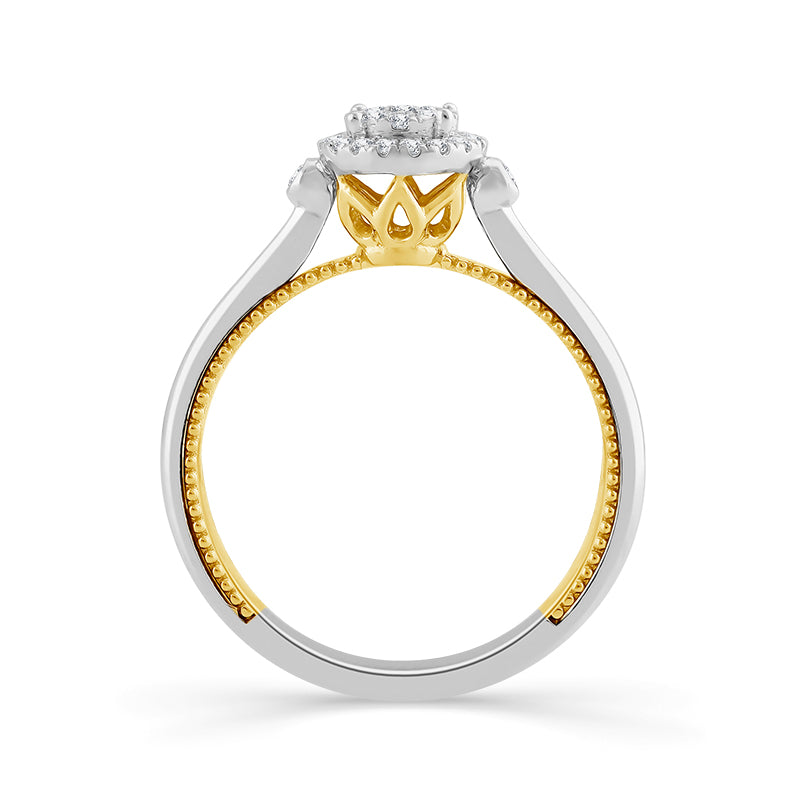 Diamond Engagement Ring 0.20 ct tw 10k White Gold+10k Yellow Gold