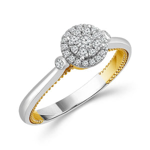 Diamond Engagement Ring 0.20 ct tw 10k White Gold+10k Yellow Gold