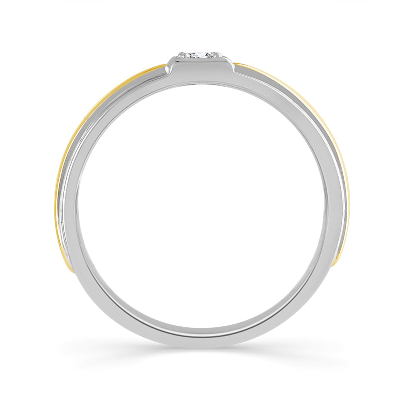 Diamond Mens Ring 0.17 ct tw 10k White Gold 10k Yellow Gold
