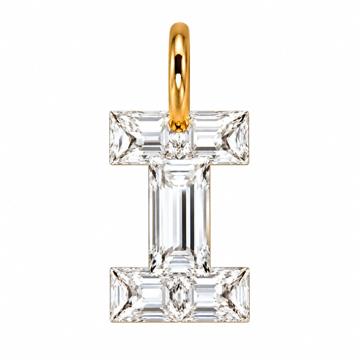 14K Gold Diamond Initial Pendant