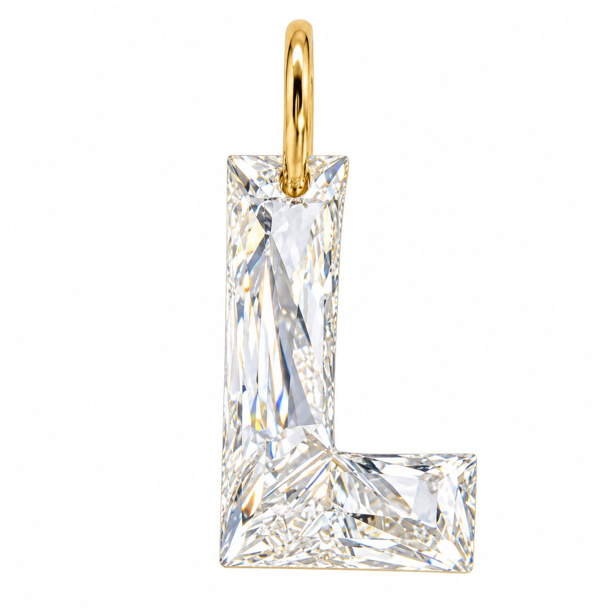 14K Gold Diamond Initial Pendant