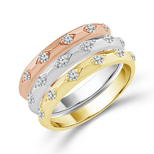 Diamond Band 0.40 ct tw 14k White Gold+14k Yellow Gold+14k Rose Gold