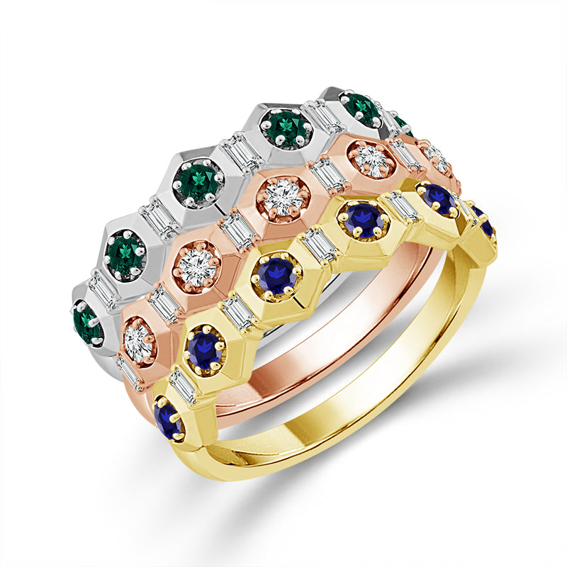 Diamond Band 0.40 ct tw 14k White Gold+14K Yellow Gold+14k Rose Gold