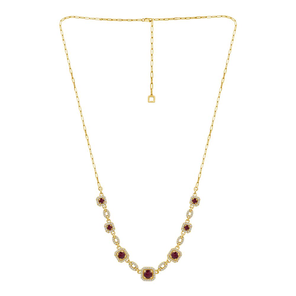 Diamond And Ruby Fashion Necklace 0.75 ct tw 14k Yellow Gold