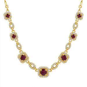Diamond And Ruby Fashion Necklace 0.75 ct tw 14k Yellow Gold