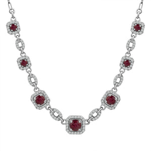 Diamond And Ruby Fashion Necklace 0.75 ct tw 14k Yellow Gold