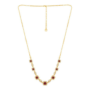 Diamond And Ruby Fashion Necklace 0.75 ct tw 14k Yellow Gold
