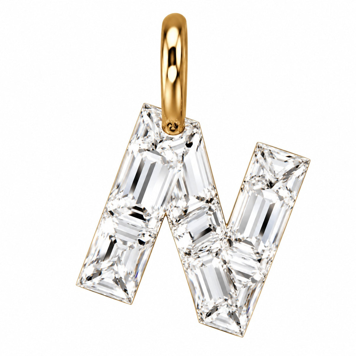 14K Gold Diamond Initial Pendant