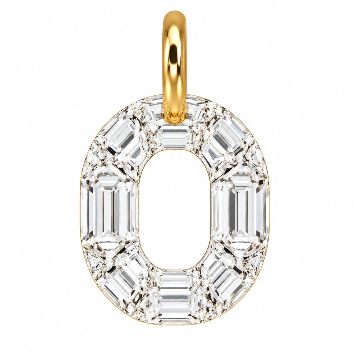 14K Gold Diamond Initial Pendant