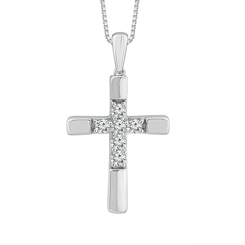 Diamond Cross Pendant 0.20 ct tw 10k White Gold